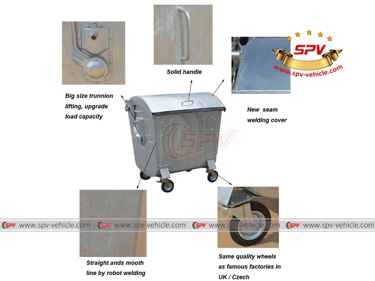 1100L Galvanized Dustbin -2